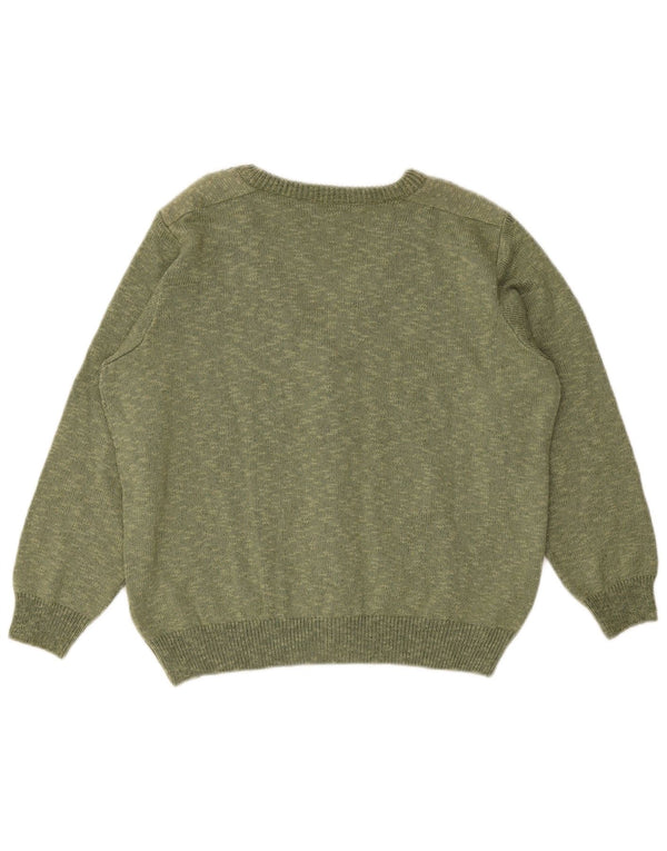 Pulover cardigan supradimensionat vintage pentru femei UK 14, bumbac cu pete verde mediu