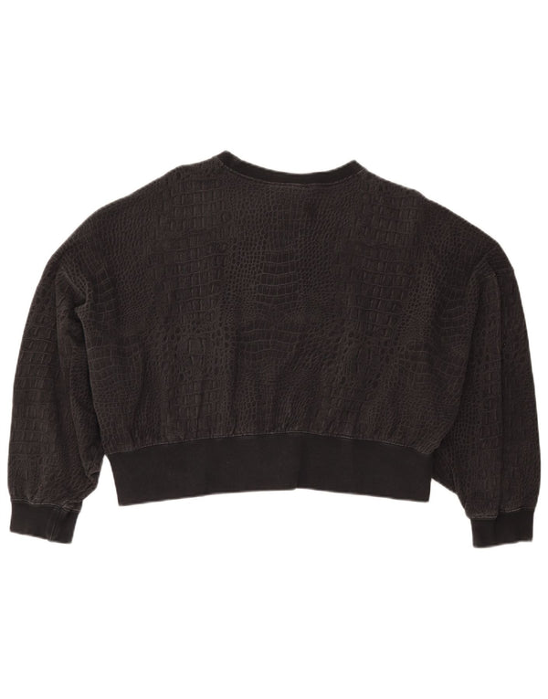 Pulover crop pentru femei Adidas UK 10 Small Black Animal Print