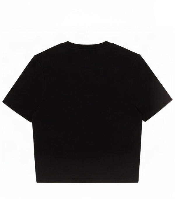 Zara Womens Crop Short Sleeve Blouse Top UK 12 Medium Black Viscose