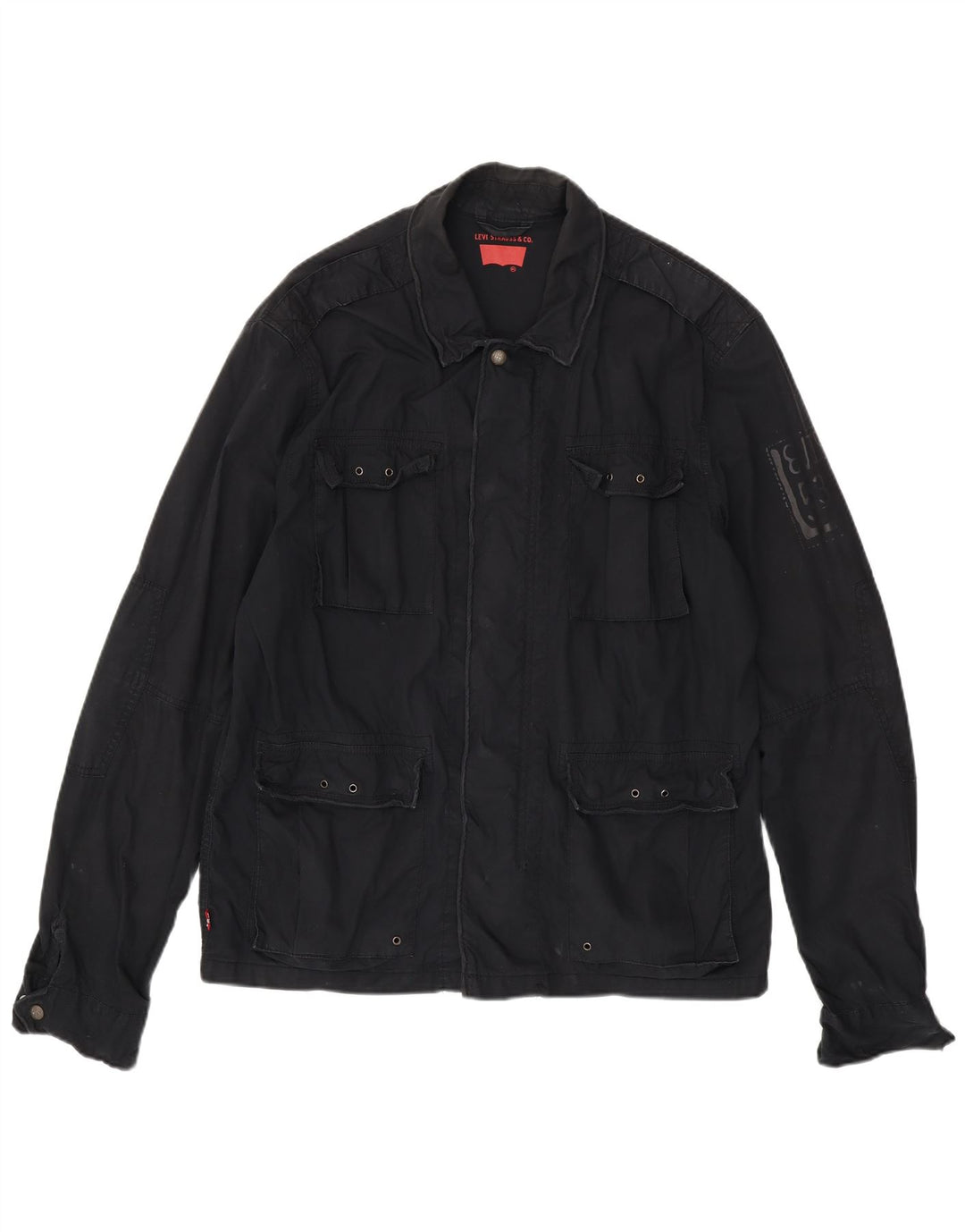 Jachetă militară cu grafică pentru bărbați LEVI'S UK 42 XL bumbac negru