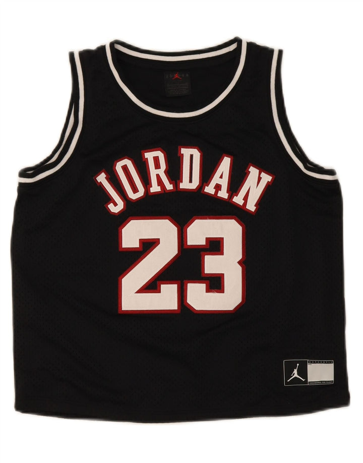 JORDAN Girls Graphic Vest Top 13-14 Years Black Polyester Vintage Jordan and Second-Hand Jordan from Messina Hembry 