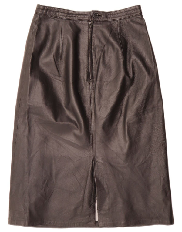 Fusta din piele vintage pentru femei cu talie înaltă EU 38 Medium W26 Negru