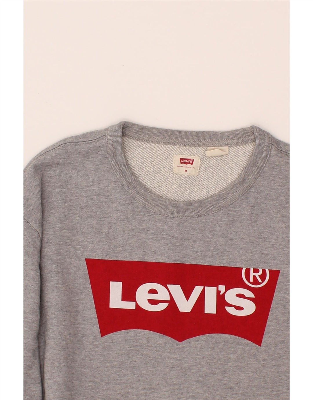 LEVI'S Mens Graphic Sweatshirt Jumper Medium Grey Cotton Vintage Levi's and Second-Hand Levi's from Messina Hembry 