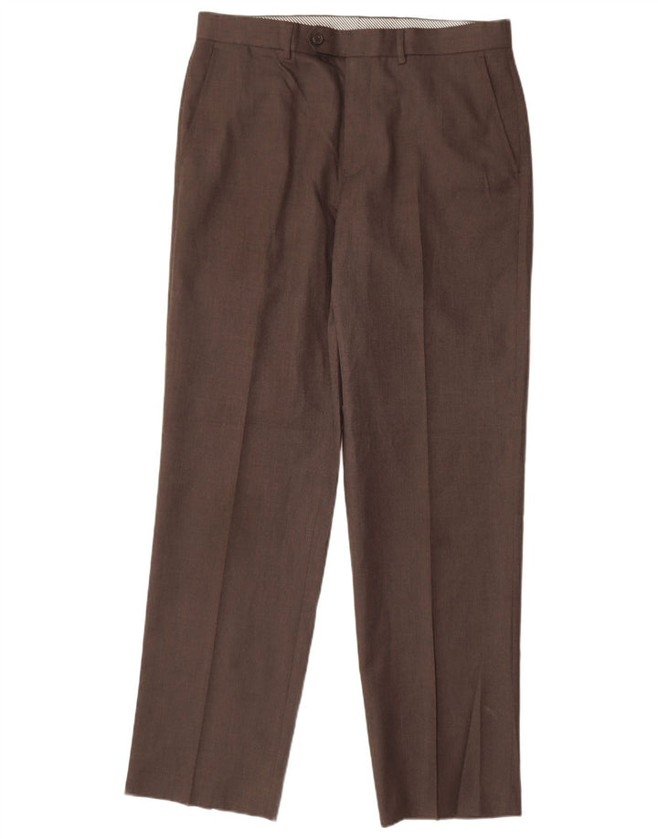 MARKS & SPENCER Pantaloni drepți pentru bărbați L34 L33 Poliester maro