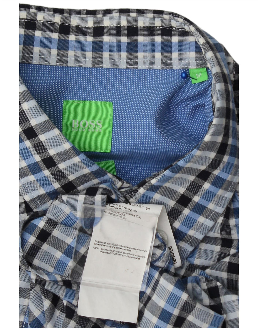 Cămașă pentru bărbați Hugo Boss, bumbac cu carouri albastru mediu