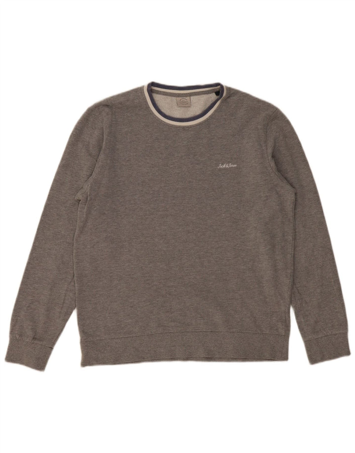 Jack & Jones Pulover pentru bărbați din bumbac mare, gri