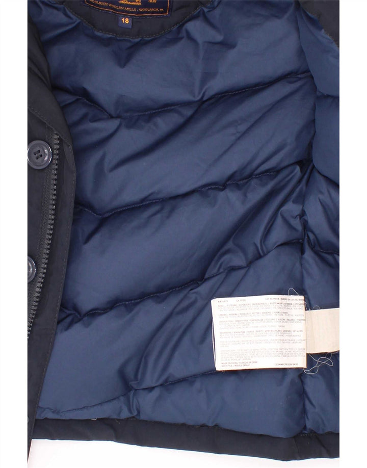 Jachetă căptușită cu glugă Woolrich pentru bebeluși 12-18 luni, poliester bleumarin