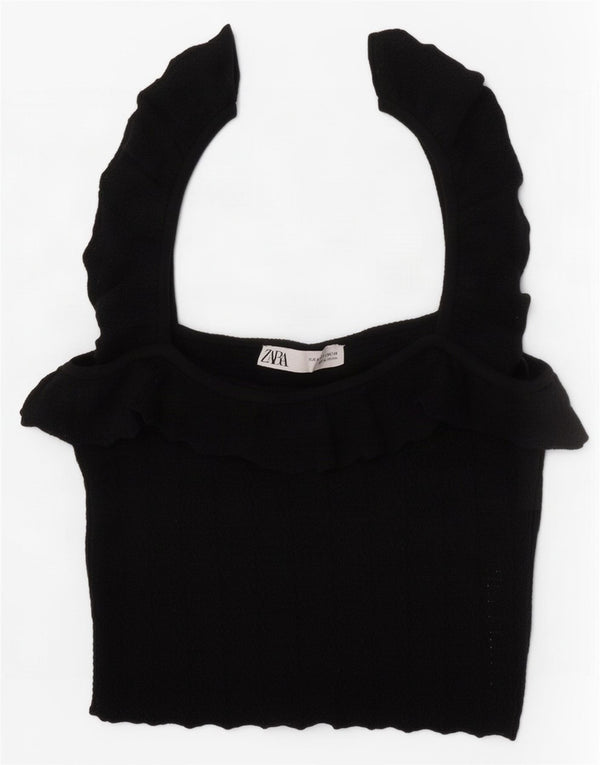 Crop Top pentru femei Zara UK 8 Small Black Viscose