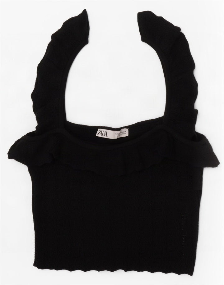 Crop Top pentru femei Zara UK 8 Small Black Viscose