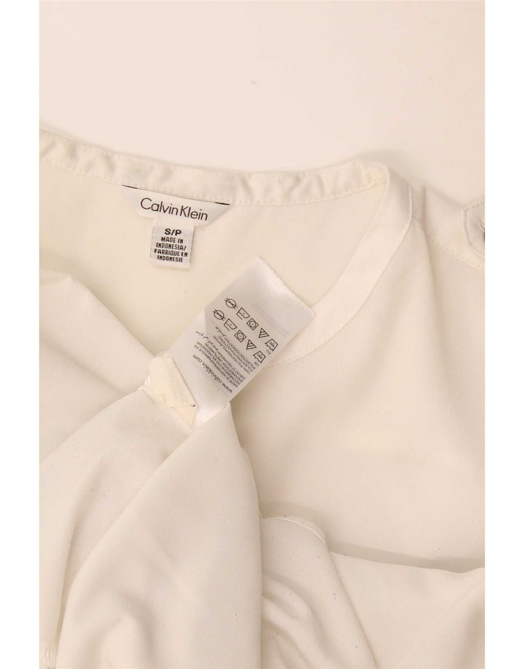 Bluză cămașă pentru femei Calvin Klein UK 10 Poliester alb mic