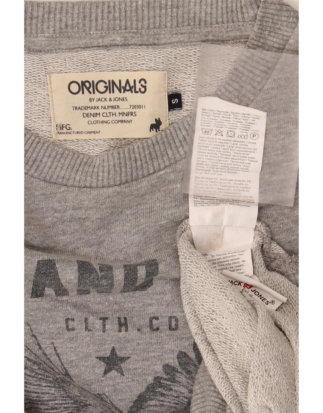 Jack & Jones Pulover grafic pentru bărbați, bumbac mic, gri