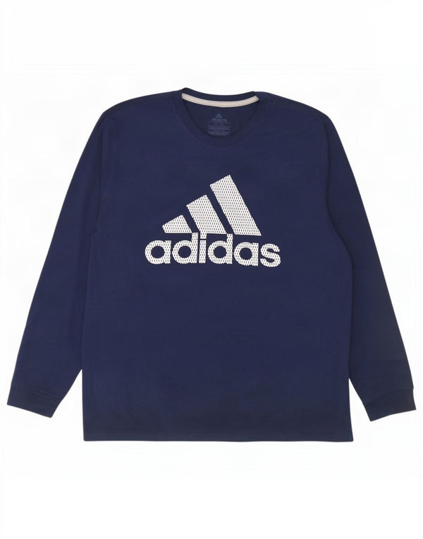 Adidas Climalite Graphic Top cu mânecă lungă XL bleumarin poliester