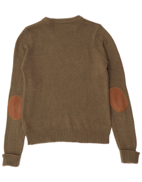 Pulover pentru femei Zara cu gât de barcă UK 12 Medium Khaki Acrilic