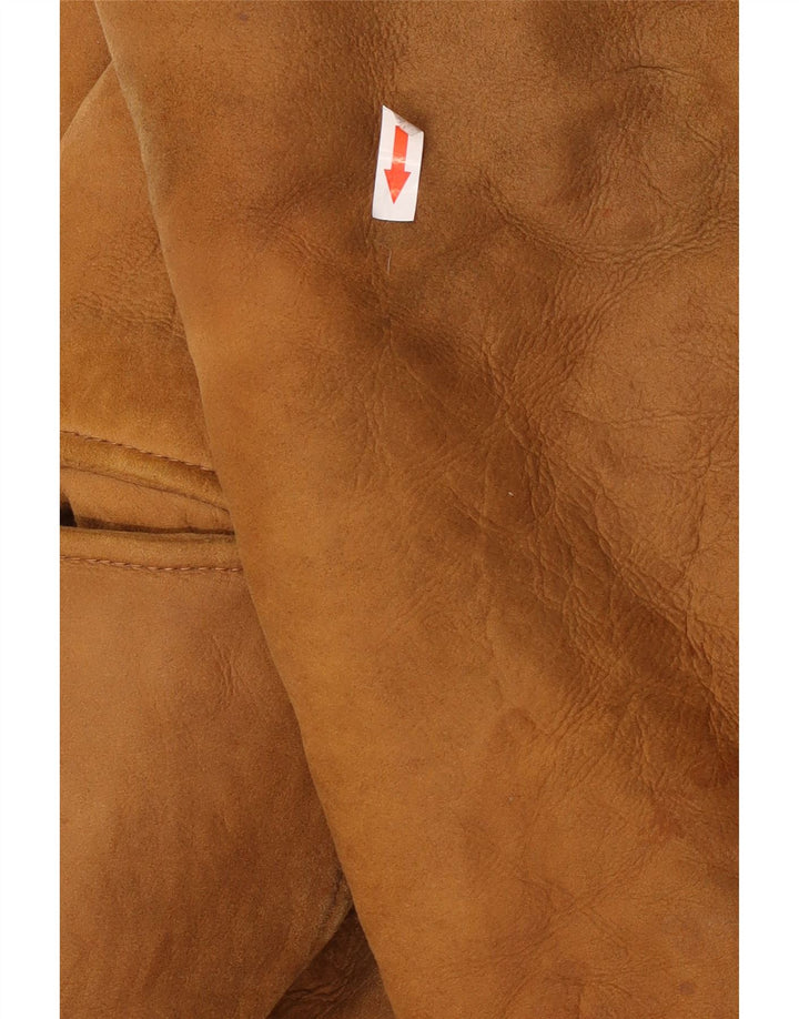 Jachetă din shearling cu două piept pentru femei vintage UK 14 mare bej