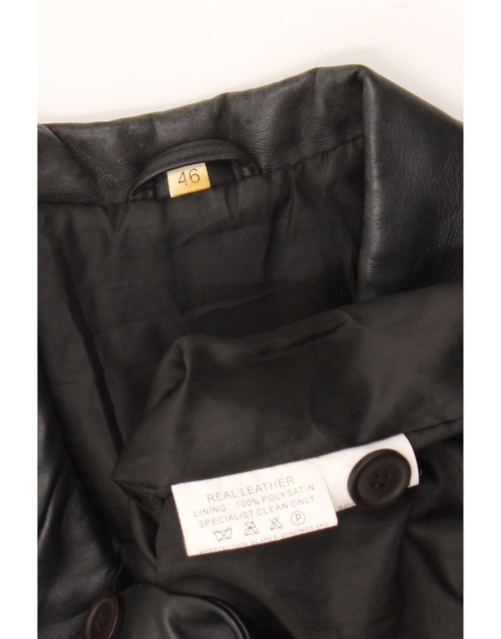 Jachetă vintage din piele cu 3 nasturi pentru femei IT 46 Large Black