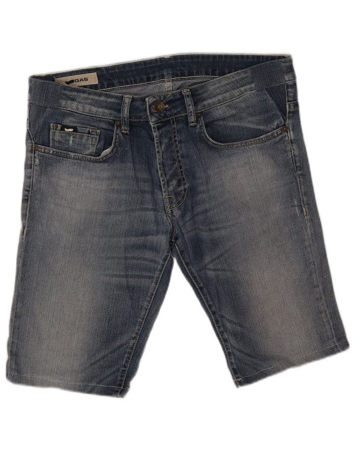 Pantaloni scurți din denim pentru bărbați Gas W32, bumbac albastru mediu
