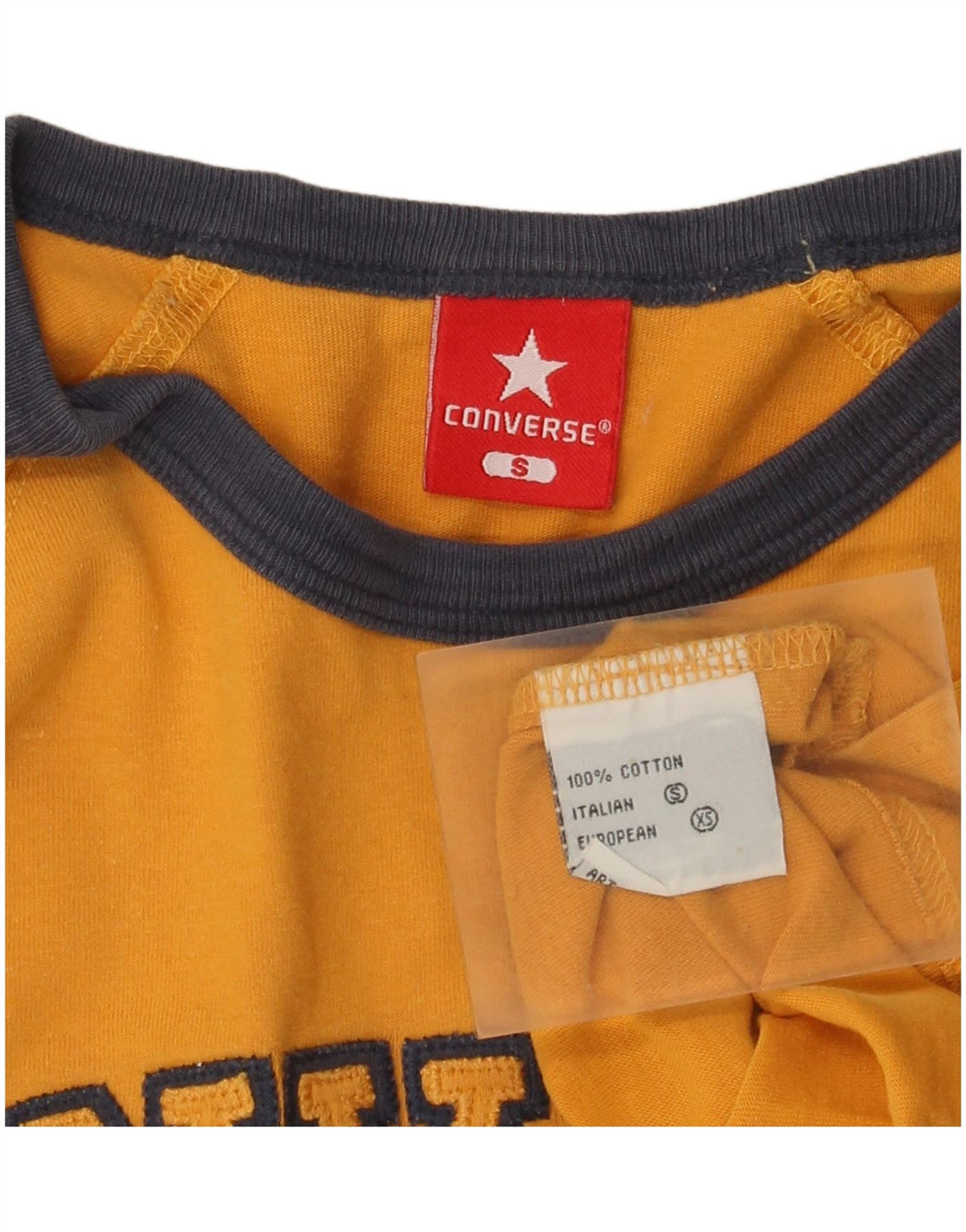 Top grafic Converse pentru bărbați, cu mânecă lungă, galben mic, bumbac