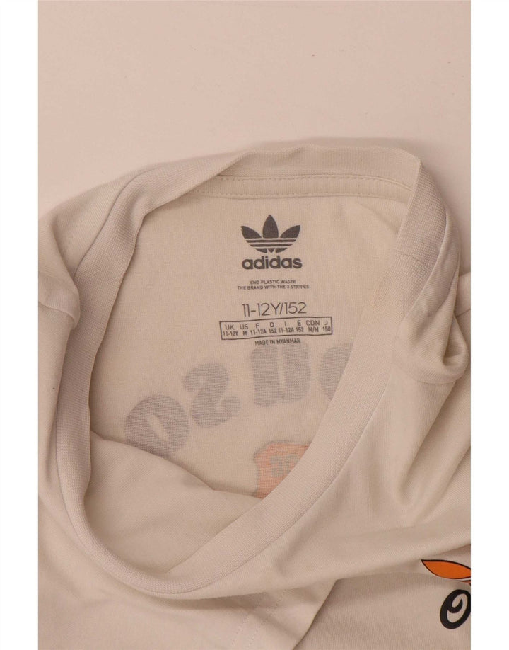 Tricou grafic Adidas pentru băieți Top 11-12 ani alb