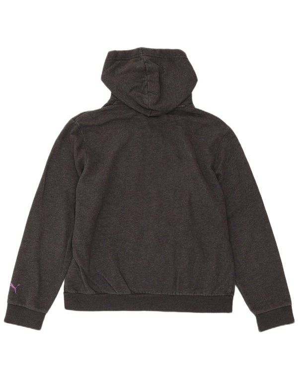 Pulover cu glugă cu grafic PUMA pentru femei UK 14 mare bumbac gri