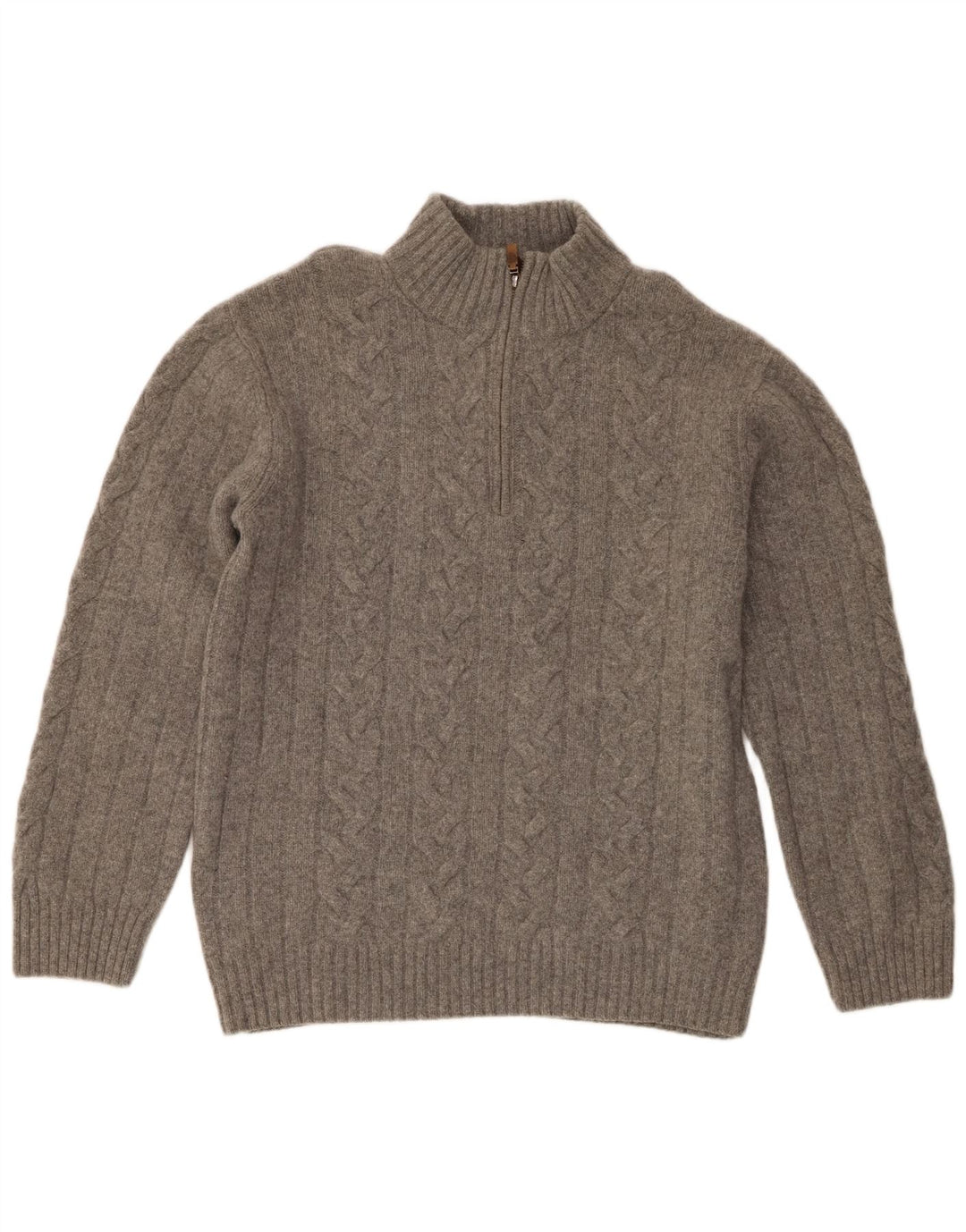 Pulover pentru bărbați Gant, cu fermoar și gât, 2XL, lână merinos gri