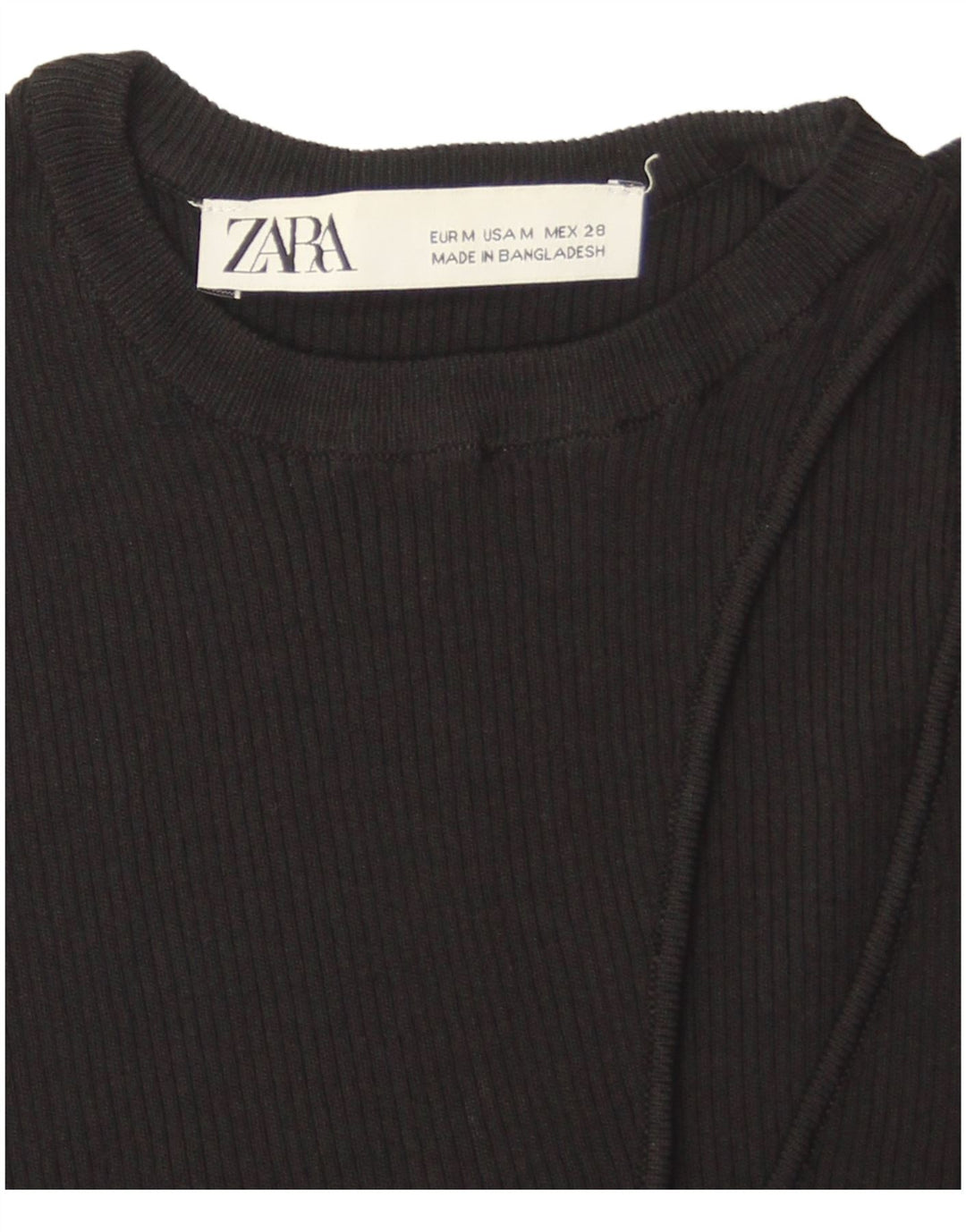 Top Vest Crop pentru Damă Zara UK 12 Medium Negru