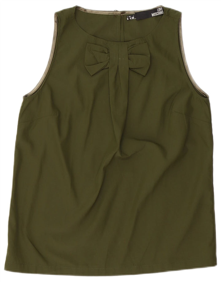 MOSCHINO Womens Sleeveless Blouse Top IT 40 Small Khaki Polyester