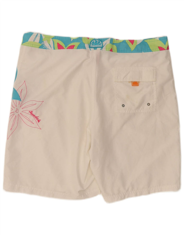 Sundek Pantaloni scurți de înot pentru bărbați, mari, alb, din poliester floral