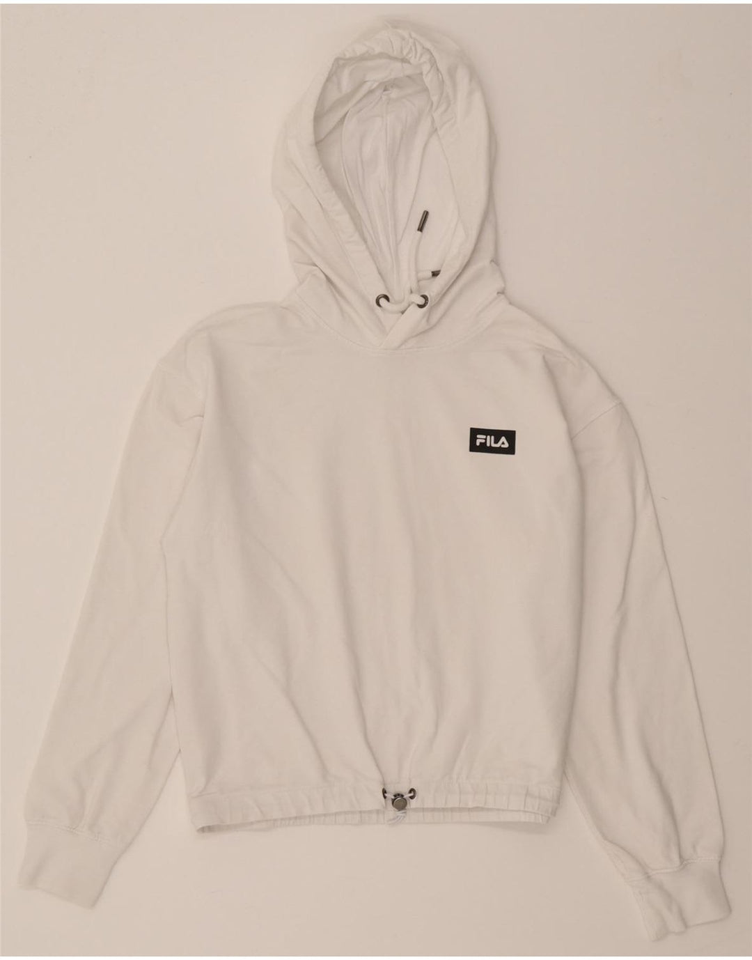 FILA Womens Hoodie Jumper UK 14 Medium White Vintage Fila and Second-Hand Fila from Messina Hembry 