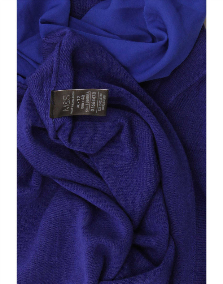 Pulover pentru femei Marks & Spencer cu gât rulat, poliester albastru mediu UK 12
