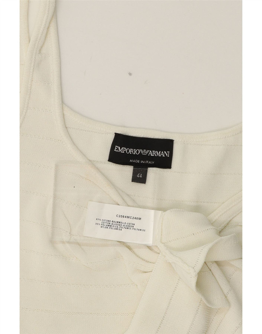 EMPORIO ARMANI Womens Vest Top IT 44 Medium White Cotton Vintage Emporio Armani and Second-Hand Emporio Armani from Messina Hembry 