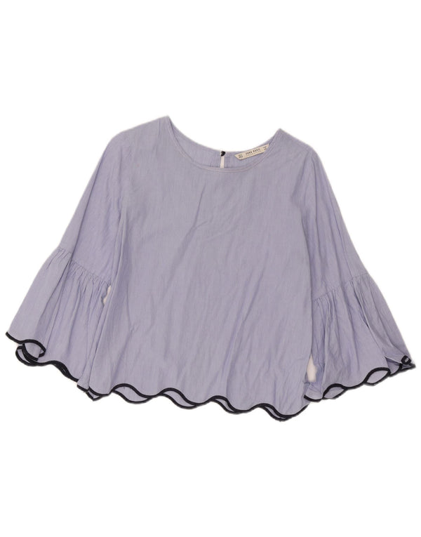 Bluză de top cu mâneci 3/4 pentru femei Zara UK 14 Medium Blue Striped