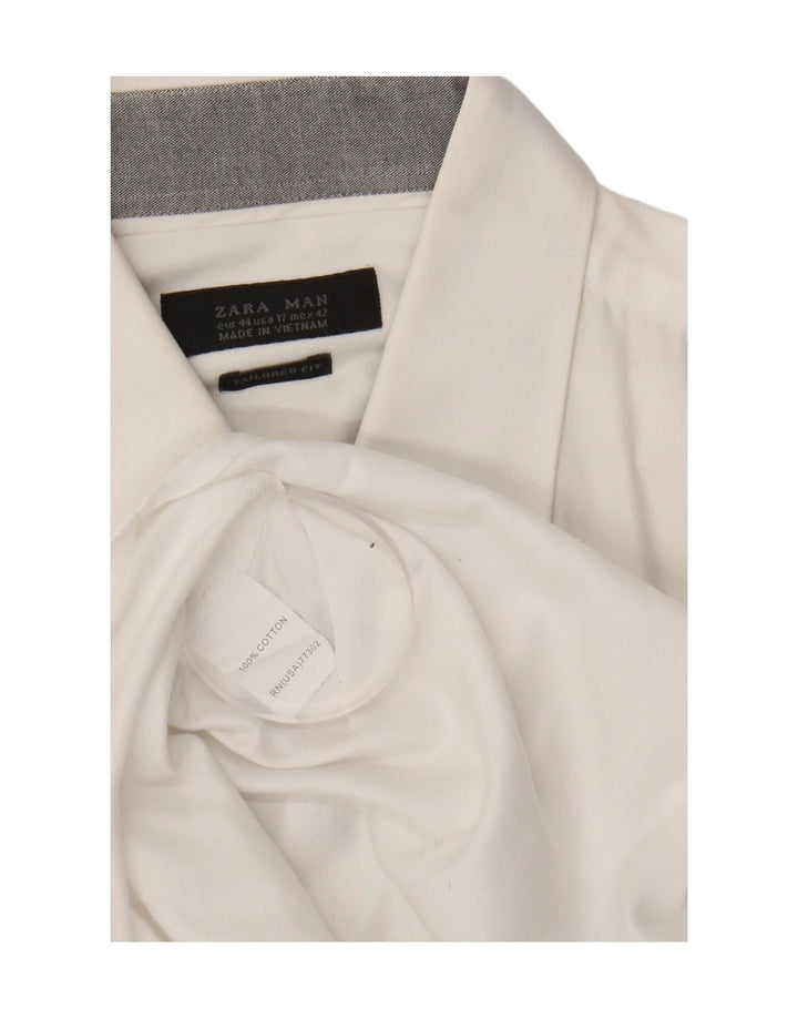 ZARA Mens Tailored Fit Shirt EU 44 XL White Cotton Vintage Zara and Second-Hand Zara from Messina Hembry 