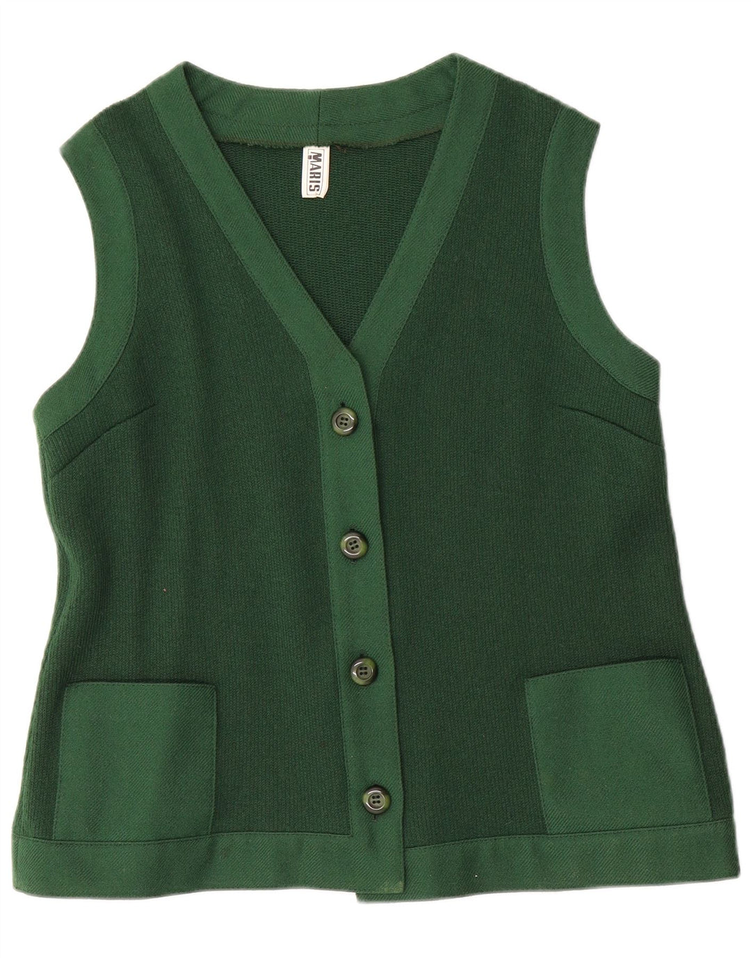 Pulover cardigan fără mâneci pentru femei VINTAGE EU 48 2XL Lână verde