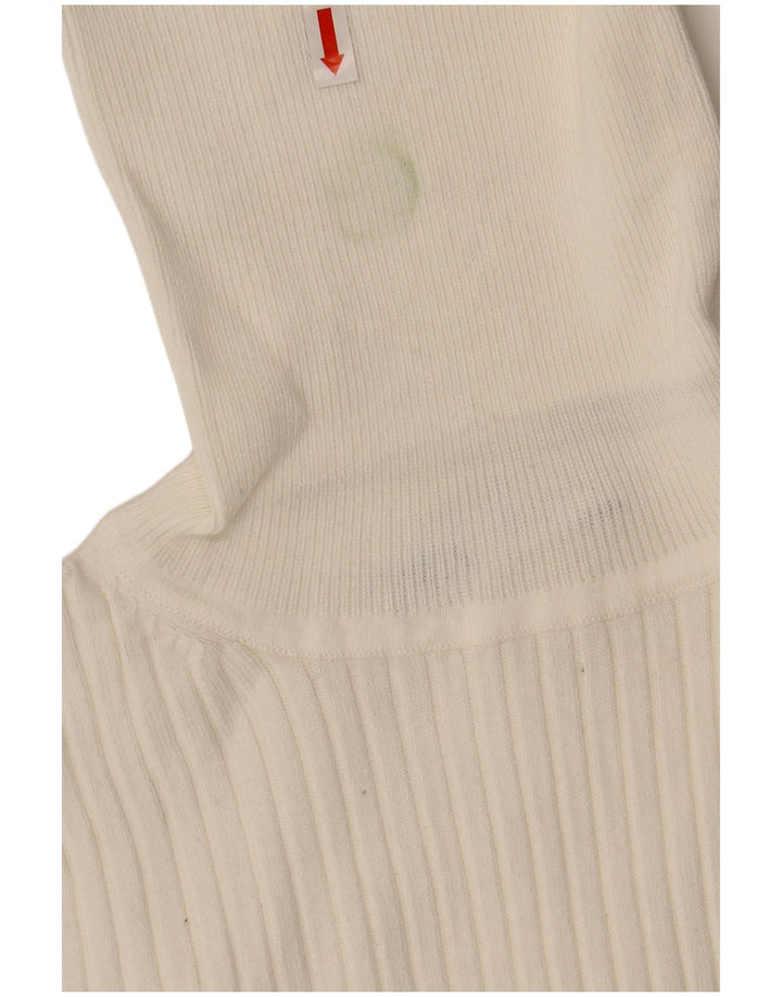 Pulover de damă ZARA cu decolteu rotund din viscoză albă mică