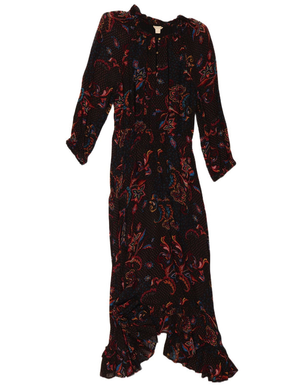Rochie Maxi asimetrică cu mânecă lungă pentru femei Monsoon UK 14 Medium Black Paisley