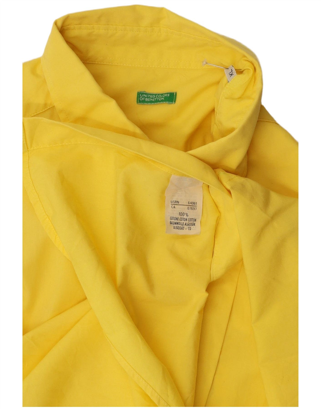 Cămașă cu mânecă scurtă pentru bărbați BENETTON, bumbac galben XL
