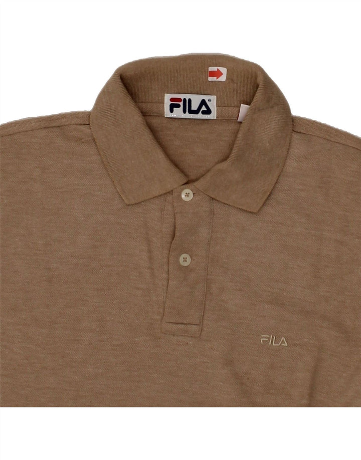 FILA Mens Long Sleeve Polo Shirt Medium Brown Vintage Fila and Second-Hand Fila from Messina Hembry 