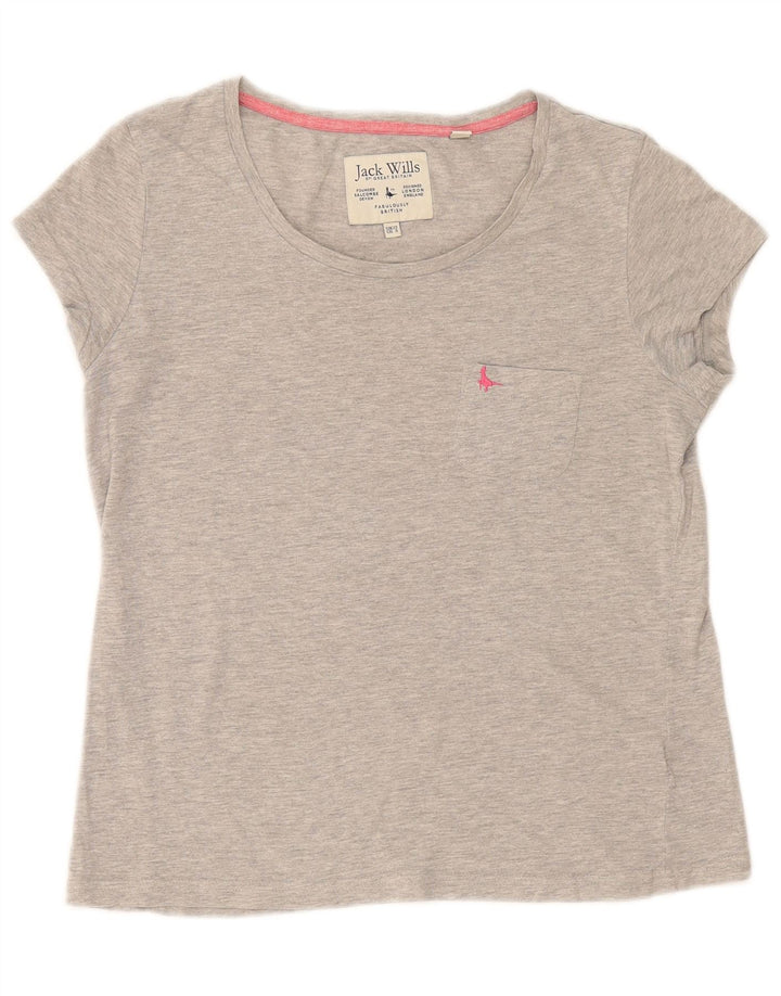 Tricou Jack Wills pentru femei Top UK 12 Medium Gri Pete Bumbac