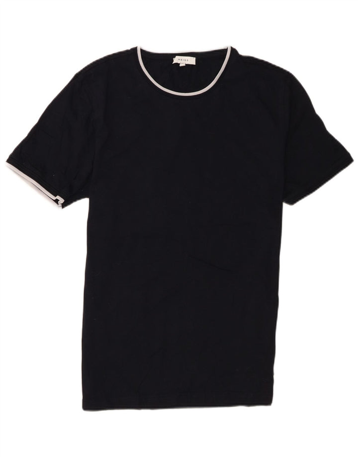 Tricou obișnuit cu mânecă scurtă Reiss pentru bărbați, bumbac mediu negru