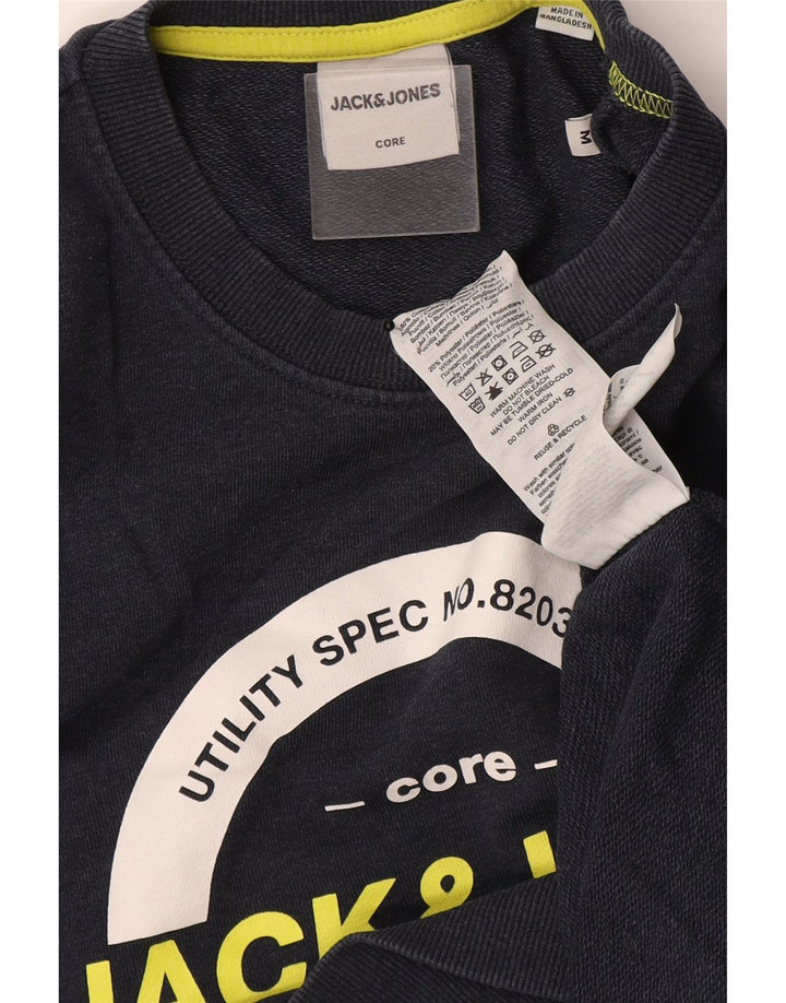 Hanorac cu grafic Jack & Jones pentru bărbați Pulover mediu din bumbac bleumarin