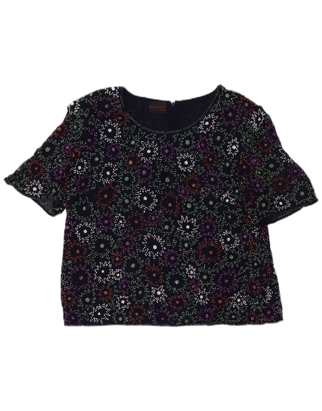 Bluză pentru femei Frank Usher, Marea Britanie 20 2XL, Poliester Floral Albastru Marin