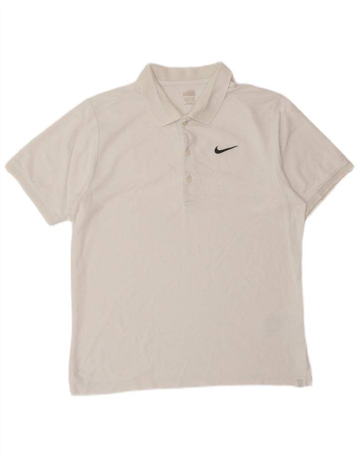 Tricou polo NIKE pentru bărbați, bumbac alb mediu