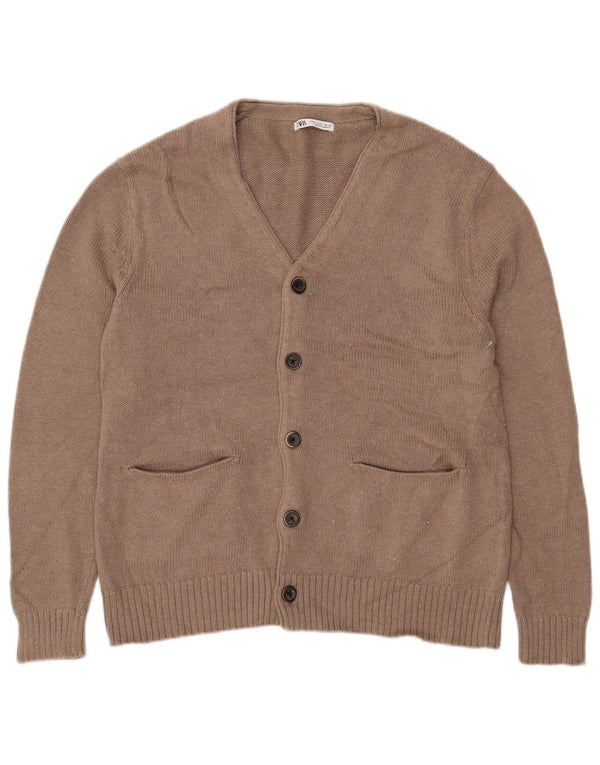 Pulover cardigan pentru bărbați Zara, bumbac, bej mediu