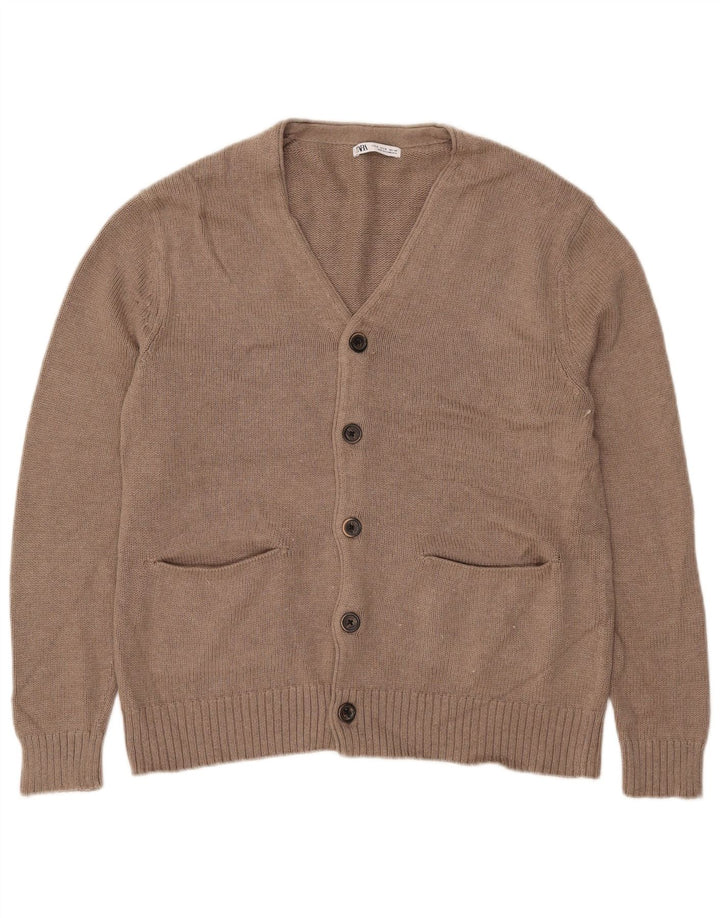 Pulover cardigan pentru bărbați Zara, bumbac, bej mediu