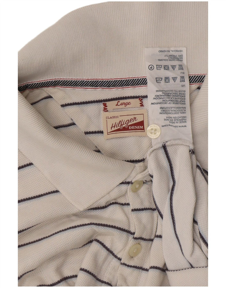 TOMMY HILFIGER Tricou polo clasic pentru bărbați din bumbac cu dungi albe