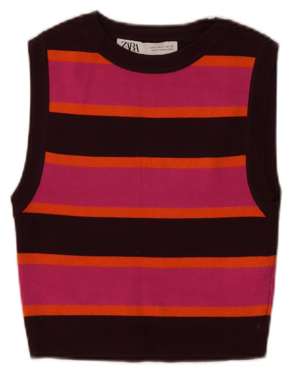 Top cu vestă pentru femei Zara UK 12 Medium, multicolor, în dungi, viscoză