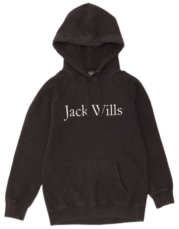 JACK WILLS Pulover supradimensionat cu capota pentru femei UK 6 XS Bumbac negru