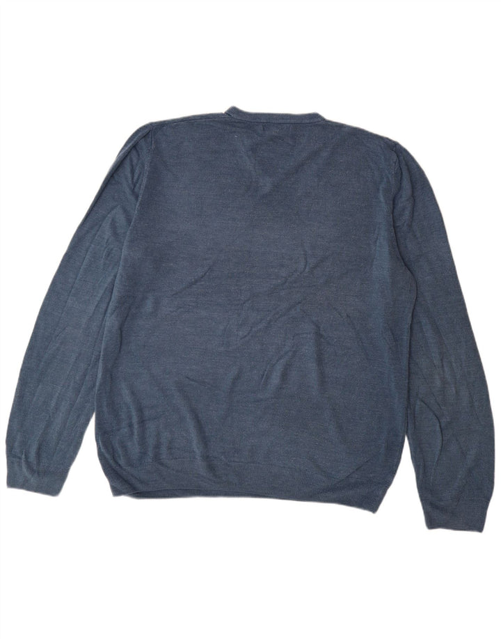 Pulover pentru bărbați Marks & Spencer, cu decolteu în V, 3XL, albastru acrilic