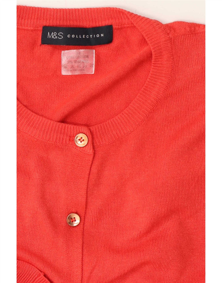 Pulover cardigan pentru femei Marks & Spencer, cu ajustare normală, UK 12, bumbac roșu mediu
