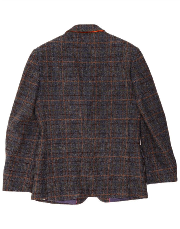 Jachetă Blazer Bărbați VINTAGE cu 2 nasturi UK 38 Mediu Lână cu carouri bleumarin